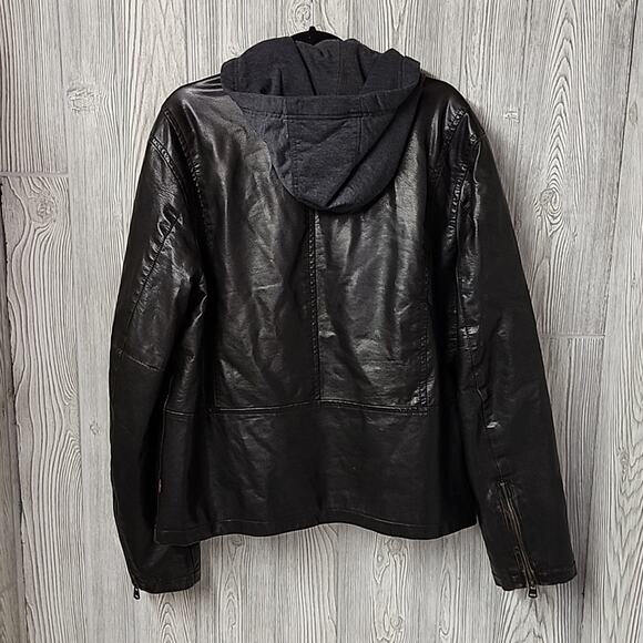 Levi's Mens Faux Leather Hooded Racer Jacket Size Large - Picture 4 of 14